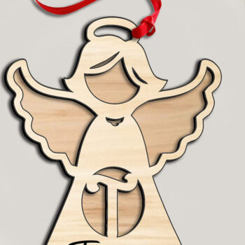 Intra απο ξύλο plywood 3mm-4mm πάχος Angel  Letter T Ιερό Στολίδι Δίασταση 8x8 cm INTRAFABR-116353310 - Image 2