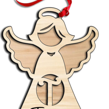 Intra απο ξύλο plywood 3mm-4mm πάχος Angel  Letter T Ιερό Στολίδι Δίασταση 8x8 cm INTRAFABR-116353310 - Image 3