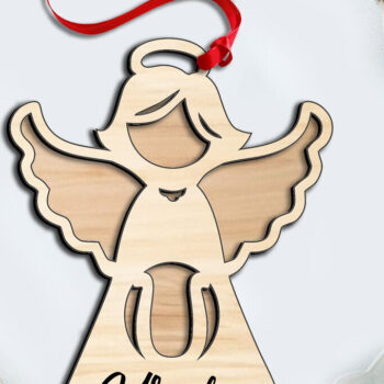 Intra απο ξύλο plywood 3mm-4mm πάχος Angel  Letter U Ιερό Στολίδι Δίασταση 8x8 cm INTRAFABR-116404600 - Image 1