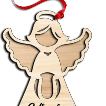 Intra απο ξύλο plywood 3mm-4mm πάχος Angel  Letter U Ιερό Στολίδι Δίασταση 8x8 cm INTRAFABR-116404600 - Image 2