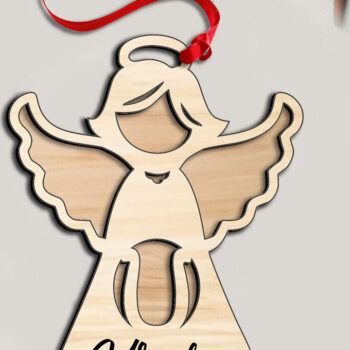 Intra απο ξύλο plywood 3mm-4mm πάχος Angel  Letter U Ιερό Στολίδι Δίασταση 8x8 cm INTRAFABR-116404600 - Image 3