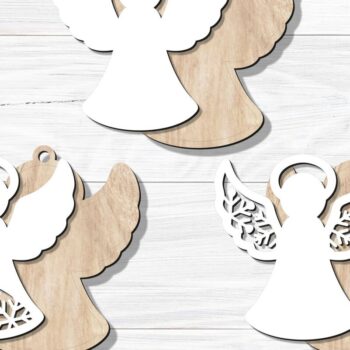 Intra απο ξύλο plywood 3mm-4mm πάχος Αγγελική στολίδι , Χριστούγεννα Δίασταση 8x8 cm INTRAFABR-79538906 - Image 3