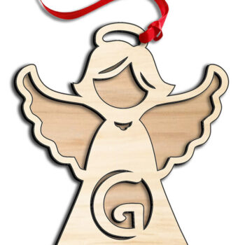 Intra απο ξύλο plywood 3mm-4mm πάχος Άγγελος Letter G Δώρο στολίδι με λέιζερ Δίασταση 8x8 cm INTRAFABR-116273275 - Image 1