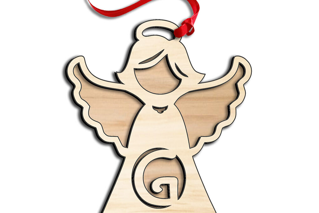 Intra απο ξύλο plywood 3mm-4mm πάχος Άγγελος Letter G Δώρο στολίδι με λέιζερ Δίασταση 8x8 cm INTRAFABR-116273275