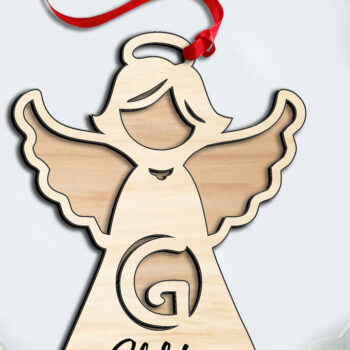 Intra απο ξύλο plywood 3mm-4mm πάχος Άγγελος Letter G Δώρο στολίδι με λέιζερ Δίασταση 8x8 cm INTRAFABR-116273275 - Image 2