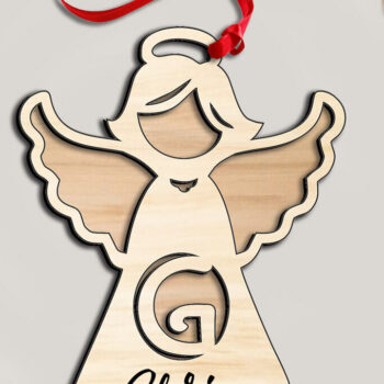 Intra απο ξύλο plywood 3mm-4mm πάχος Άγγελος Letter G Δώρο στολίδι με λέιζερ Δίασταση 8x8 cm INTRAFABR-116273275 - Image 3