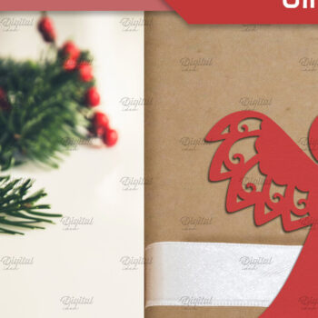 Intra απο ξύλο plywood 3mm-4mm πάχος Άγγελος . Χαρτί δώρου με κορδέλα Χριστουγέννων Δίασταση 15x15 cm INTRAFABR-83089198 - Image 1