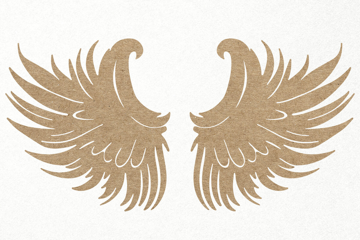 Intra απο ξύλο plywood 3mm-4mm πάχος κοπής χαρτιού με λέιζερ Angel Wings Δίασταση 7x7 cm INTRAFABR-115249446