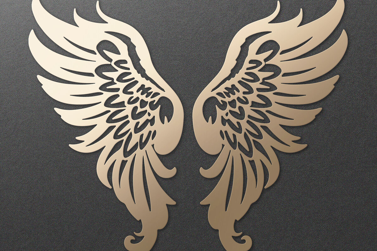 Intra απο ξύλο plywood 3mm-4mm πάχος κοπής χαρτιού με λέιζερ Angel Wings Δίασταση 7x7 cm INTRAFABR-115250412