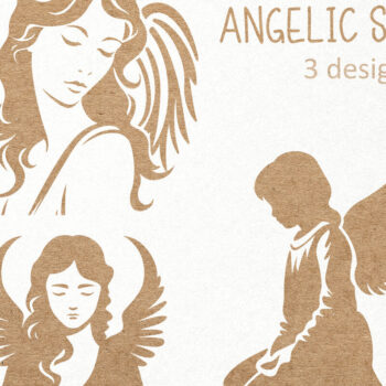 Intra απο ξύλο plywood 3mm-4mm πάχος Silhouette Άγγελος με Φτερά Δίασταση 7x7 cm INTRAFABR-106001979 - Image 1