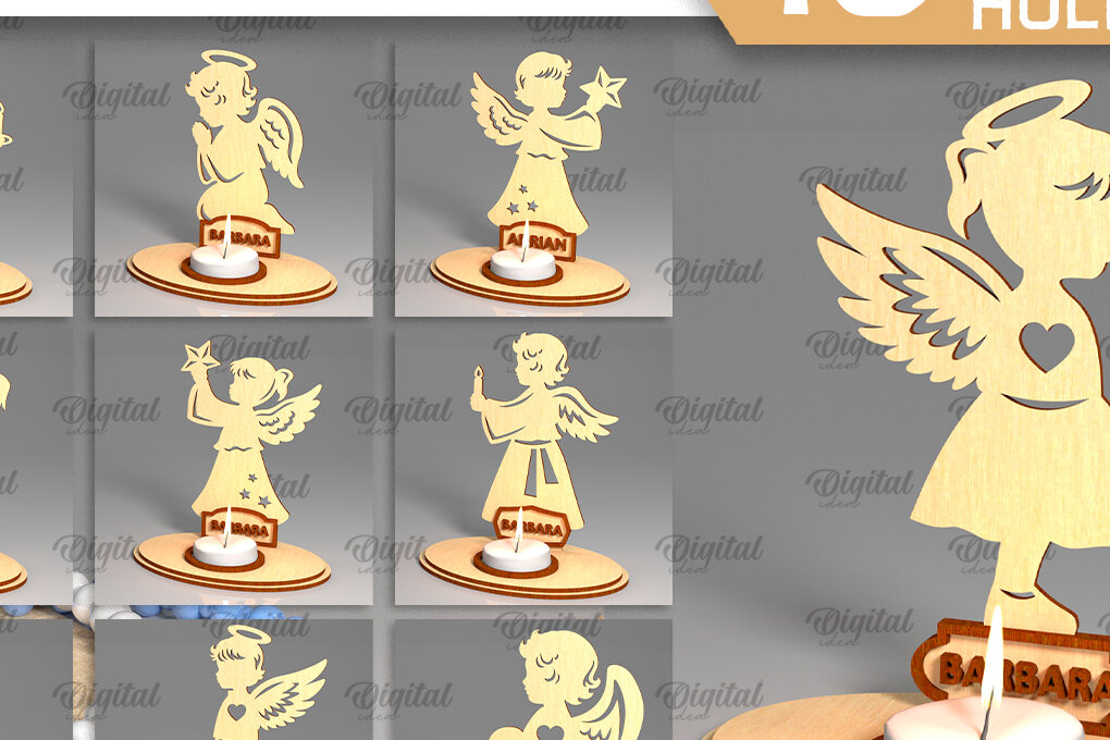 Intra απο ξύλο plywood 3mm-4mm πάχος Αγγελική Ξύλινη Κηροπήγιο Κοπή  Δίασταση 30x20 cm INTRAFABR-96133893