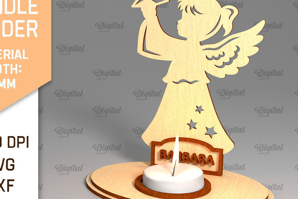 Intra απο ξύλο plywood 3mm-4mm πάχος Αγγελική Ξύλινη Κηροπήγιο Κοπή  Δίασταση 30x20 cm INTRAFABR-96133734