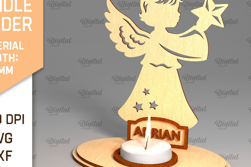 Intra απο ξύλο plywood 3mm-4mm πάχος Αγγελική Ξύλινη Κηροπήγιο Κοπή  Δίασταση 30x20 cm INTRAFABR-96133821