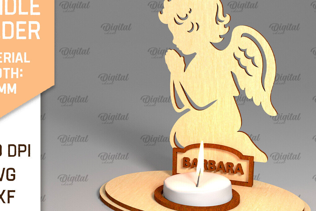 Intra απο ξύλο plywood 3mm-4mm πάχος Αγγελική Ξύλινη Κηροπήγιο Κοπή  Δίασταση 30x20 cm INTRAFABR-96133845 - Image 1