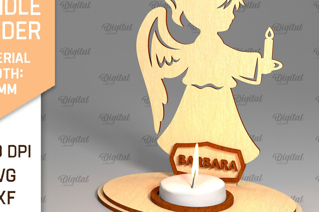 Intra απο ξύλο plywood 3mm-4mm πάχος Αγγελική Ξύλινη Κηροπήγιο Κοπή  Δίασταση 30x20 cm INTRAFABR-96133871