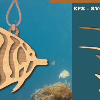 Intra απο ξύλο plywood 3mm-4mm πάχος Στολίδι κοπής με λέιζερ Angelfish 2 Δίασταση 8x8 cm INTRAFABR-112466428 - Image 1