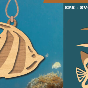 Intra απο ξύλο plywood 3mm-4mm πάχος Στολίδι με λέιζερ Angelfish 3 Δίασταση 8x8 cm INTRAFABR-112466467