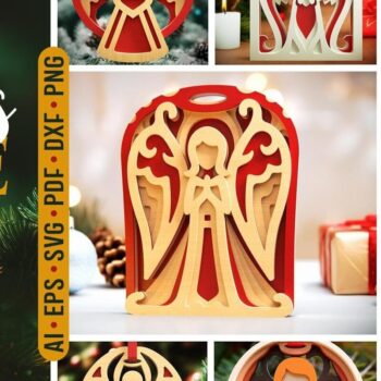 Intra απο ξύλο plywood 3mm-4mm πάχος Angels 3D Layered Cut  Δίασταση 4x5 cm INTRAFABR-46110102 - Image 1