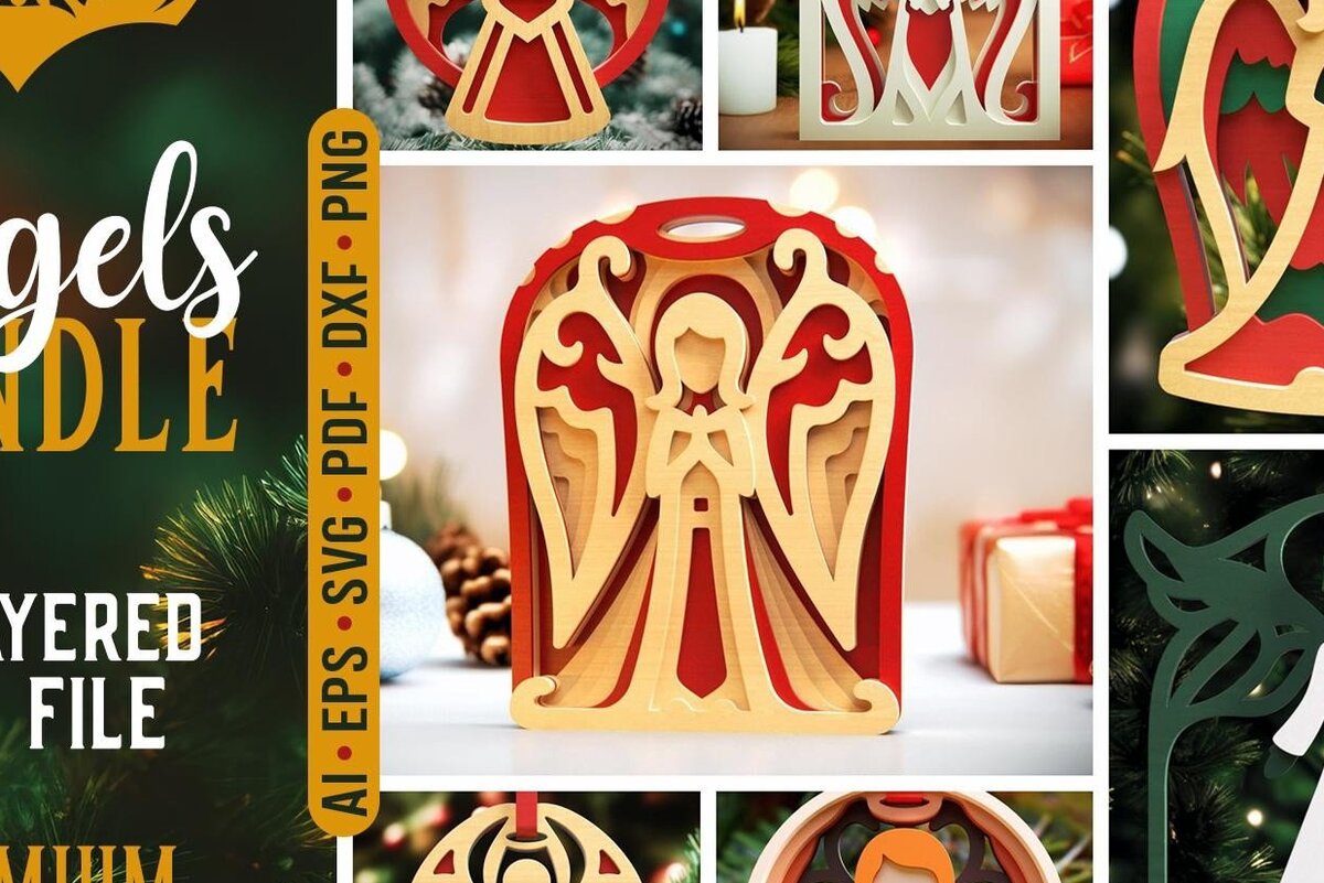 Intra απο ξύλο plywood 3mm-4mm πάχος Angels 3D Layered Cut  Δίασταση 4x5 cm INTRAFABR-46110102