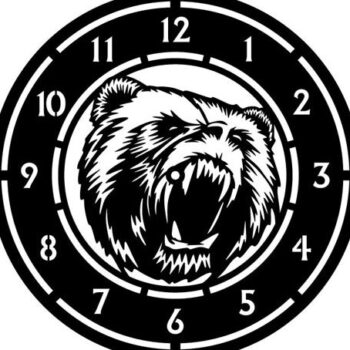 Intra απο ξύλο plywood 3mm-4mm πάχος Πρότυπο κοπής ρολογιού Angry Bear Δίασταση 15x15 cm INTRAFABR-68375360 - Image 1