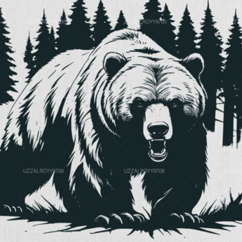Intra απο ξύλο plywood 3mm-4mm πάχος Angry Bear , Bear , Hunting Δίασταση 40x40 cm INTRAFABR-101036466 - Image 1