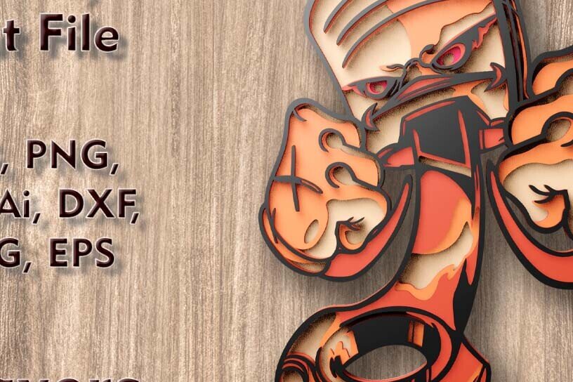 Intra απο ξύλο plywood 3mm-4mm πάχος πολλαπλών στρώσεων Angry Piston Δίασταση 7x7 cm INTRAFABR-124389195