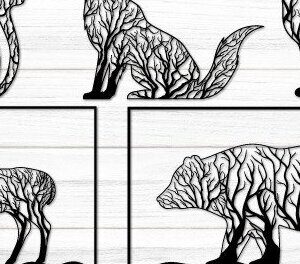 Intra απο ξύλο plywood 3mm-4mm πάχος κοπής με λέιζερ διακόσμηση τοίχου Animal Art Δίασταση 15x15 cm INTRAFABR-34337469