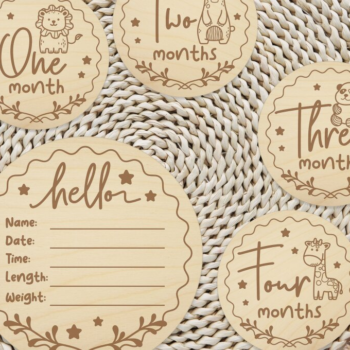 Intra απο ξύλο plywood 3mm-4mm πάχος Animal Baby Monthly Milestones Δίασταση 15x15 cm INTRAFABR-112455784 - Image 1