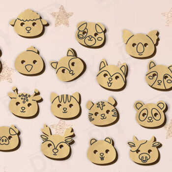 Intra απο ξύλο plywood 3mm-4mm πάχος με κουμπιά προσώπου ζώων Δίασταση 4x4 cm INTRAFABR-118438285 - Image 1