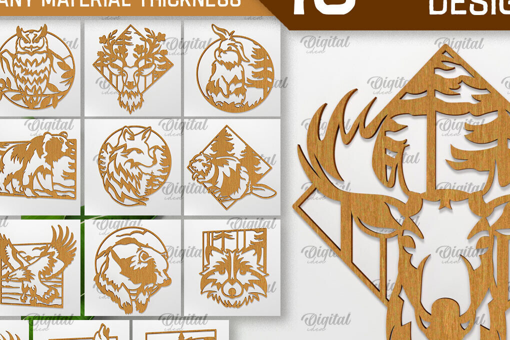 Intra απο ξύλο plywood 3mm-4mm πάχος Δέσμη κοπής  Art Wall Art Animal Forest Δίασταση 40x40 cm INTRAFABR-94747391