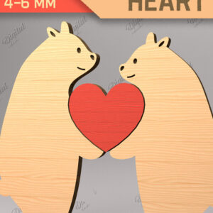 Intra απο ξύλο plywood 3mm-4mm πάχος Animal Heart Puzzle . Αρκούδα Δίασταση 15x15 cm INTRAFABR-85983751