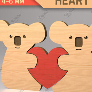 Intra απο ξύλο plywood 3mm-4mm πάχος Animal Heart Puzzle . Koala Δίασταση 15x15 cm INTRAFABR-85983557