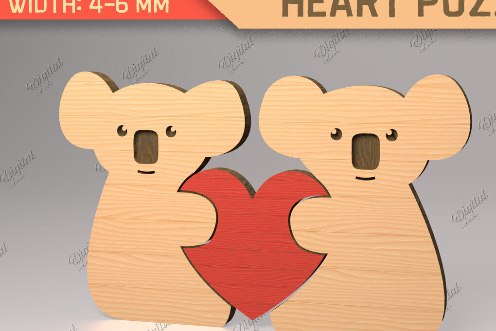 Intra απο ξύλο plywood 3mm-4mm πάχος Animal Heart Puzzle . Koala Δίασταση 15x15 cm INTRAFABR-85983557