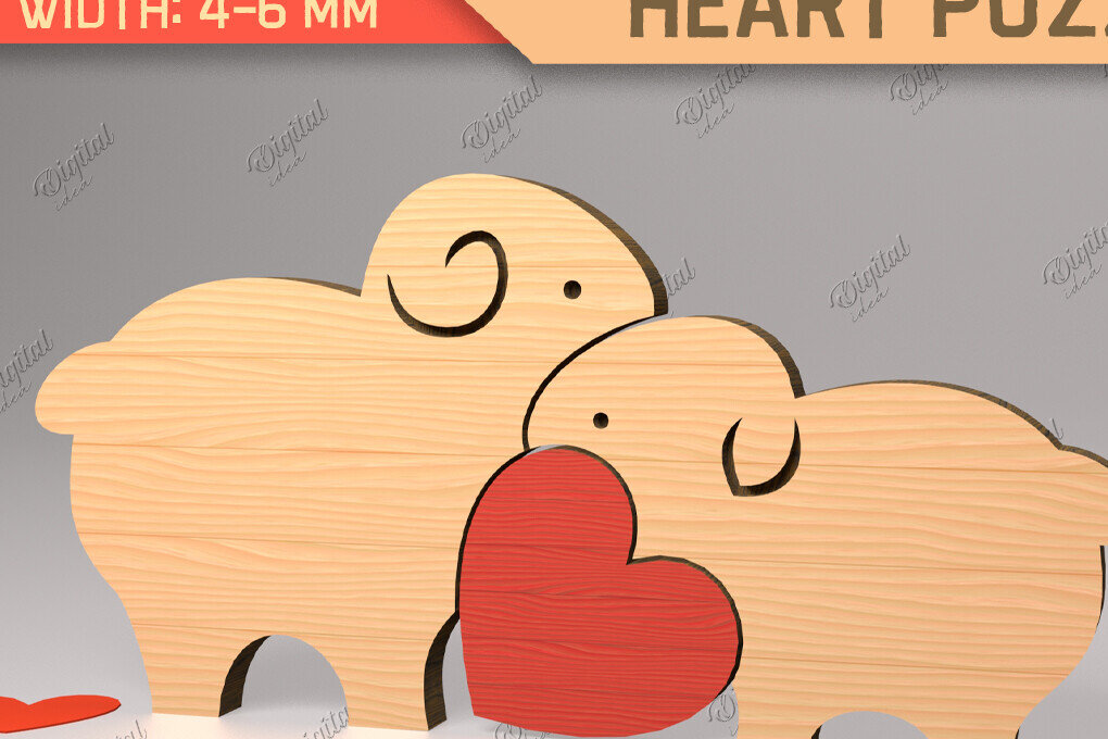 Intra απο ξύλο plywood 3mm-4mm πάχος Animal Heart Puzzle . Πρόβατα Δίασταση 15x15 cm INTRAFABR-85983498