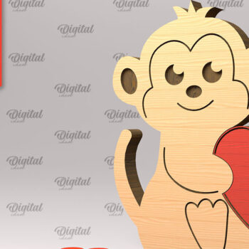 Intra απο ξύλο plywood 3mm-4mm πάχος κοπής με λέιζερ παζλ με καρδιά ζώων Δίασταση 6x6 cm INTRAFABR-97721643 - Image 7