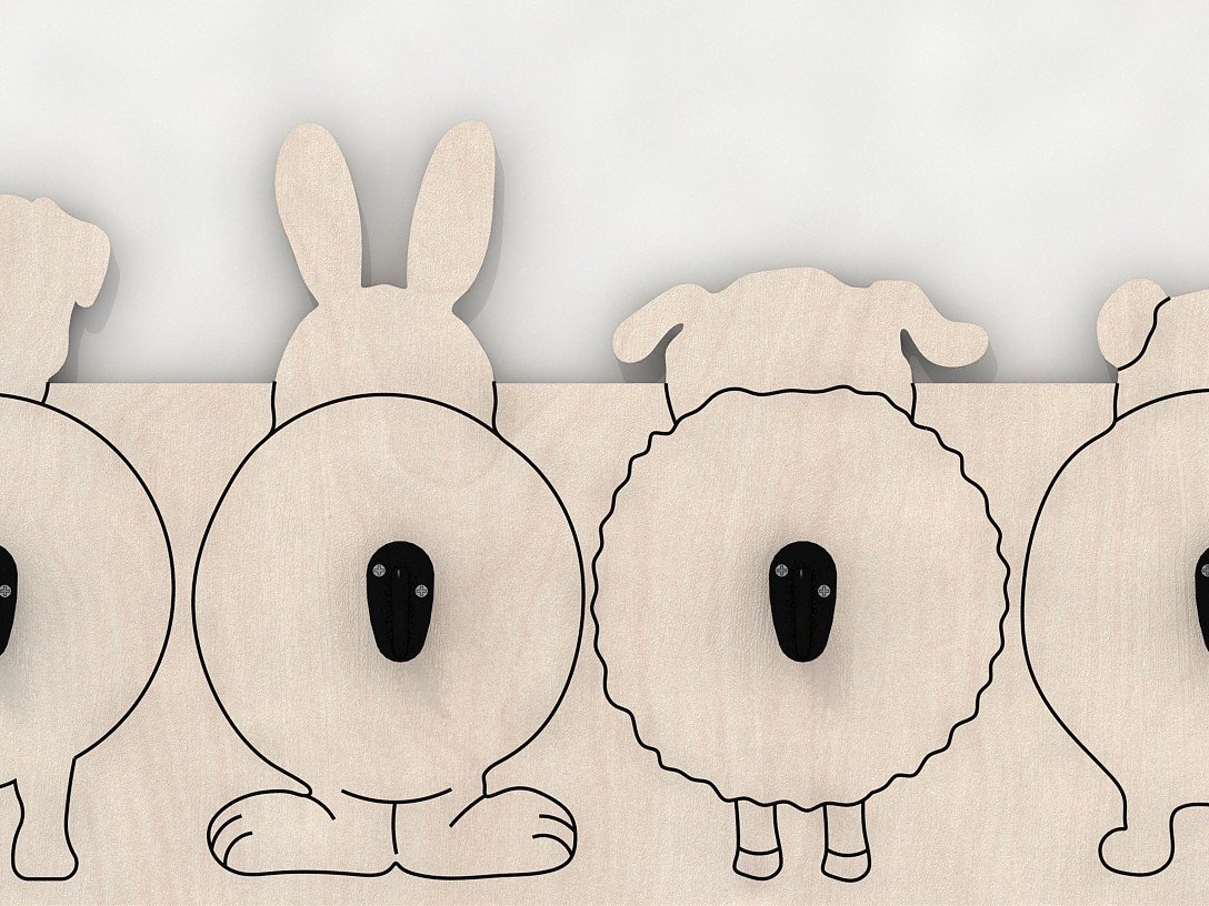 Intra απο ξύλο plywood 3mm-4mm πάχος κοπής με λέιζερ κρεμάστρα ρούχων για παιδιά Animal Δίασταση 30x20 cm INTRAFABR-39068905