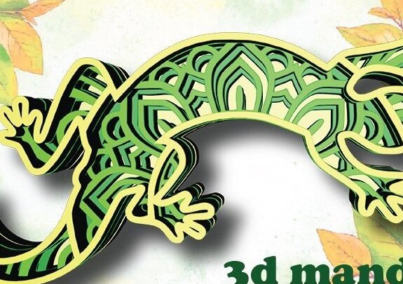 Intra απο ξύλο plywood 3mm-4mm πάχος Animal Mandala, Lizard, , 3d Δίασταση 30x30 cm INTRAFABR-31799137