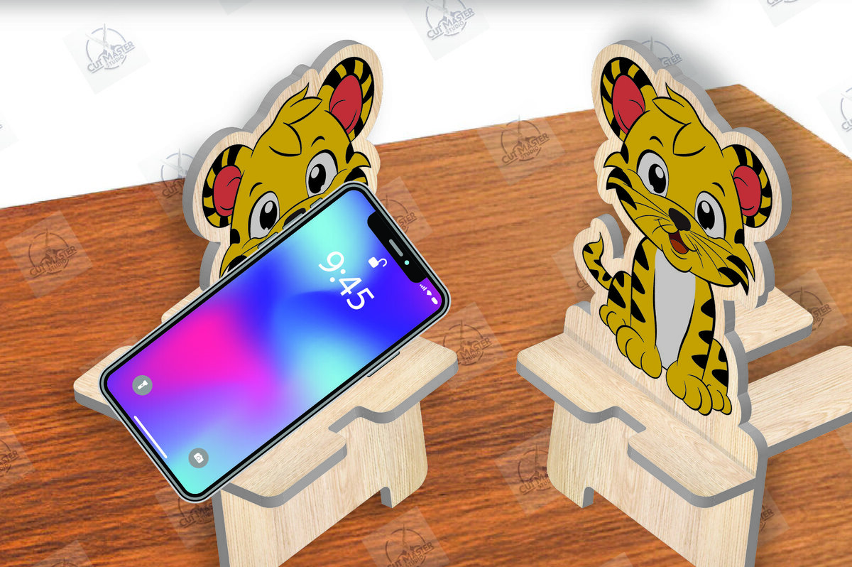 Intra απο ξύλο plywood 3mm-4mm πάχος Animal Phone Stand Δίασταση 15x15 cm INTRAFABR-111420206 - Image 1