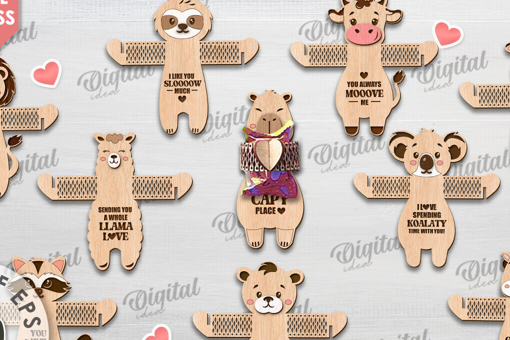 Intra απο ξύλο plywood 3mm-4mm πάχος κοπής με λέιζερ Holders Candy Animals Δίασταση 30x20 cm INTRAFABR-115746364