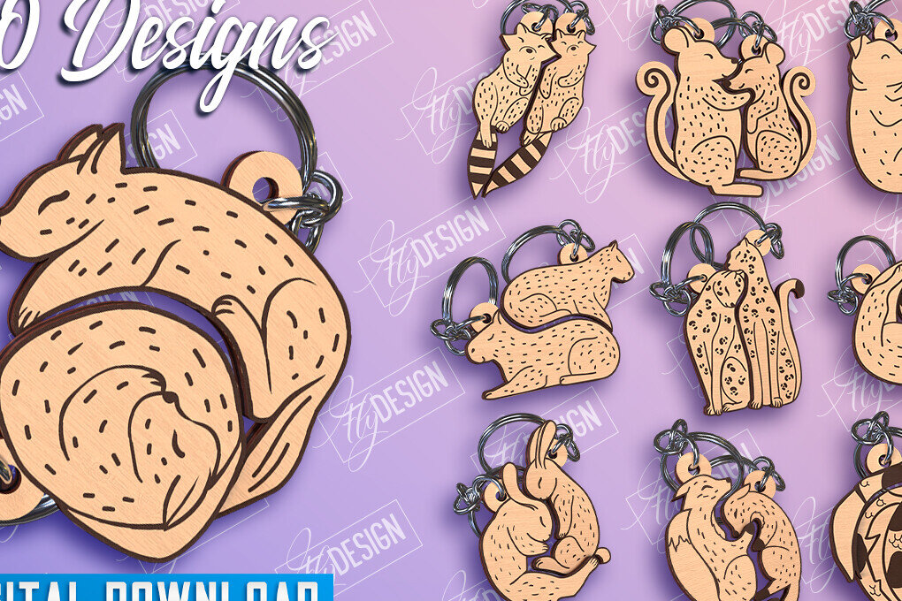 Intra απο ξύλο plywood 3mm-4mm πάχος Δέσμη Μπρελόκ Ζευγών Ζώων Δίασταση 6x6 cm INTRAFABR-96574720