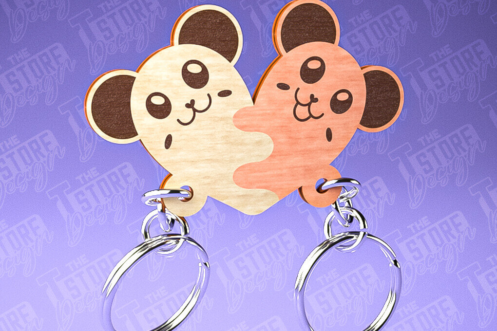 Intra απο ξύλο plywood 3mm-4mm πάχος Μπρελόκ Ζευγάρι Ζώων | Δίασταση 6x6 cm INTRAFABR-81189958