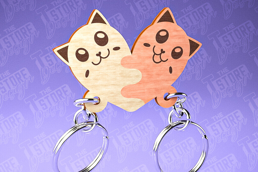 Intra απο ξύλο plywood 3mm-4mm πάχος Μπρελόκ Ζευγάρι Ζώων | Δίασταση 6x6 cm INTRAFABR-81190005