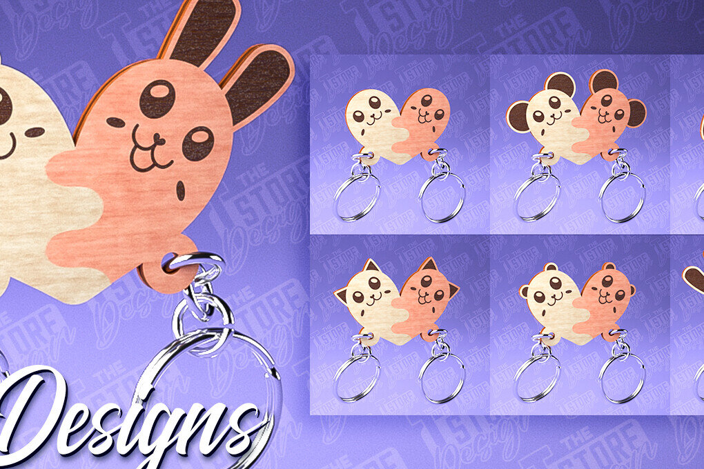 Intra απο ξύλο plywood 3mm-4mm πάχος Μπρελόκ Ζευγάρι Ζώων | Δίασταση 6x6 cm INTRAFABR-81190170