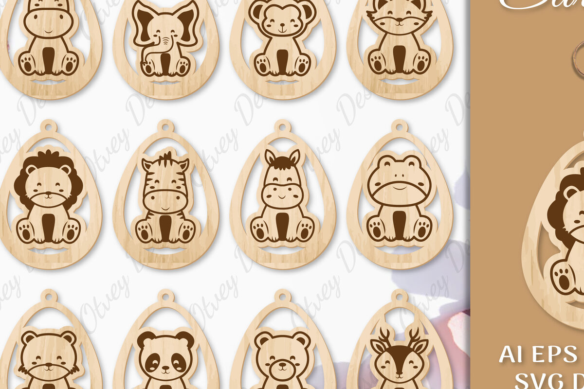 Intra απο ξύλο plywood 3mm-4mm πάχος Σκουλαρίκια ζώων Δίασταση 3x3 cm INTRAFABR-97802326