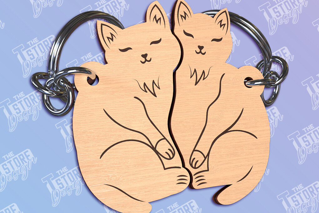 Intra απο ξύλο plywood 3mm-4mm πάχος Ζευγάρι Μπρελόκ Ζευγάρι Σχέδιο κοπής με λέιζερ Δίασταση 6x6 cm INTRAFABR-96297946