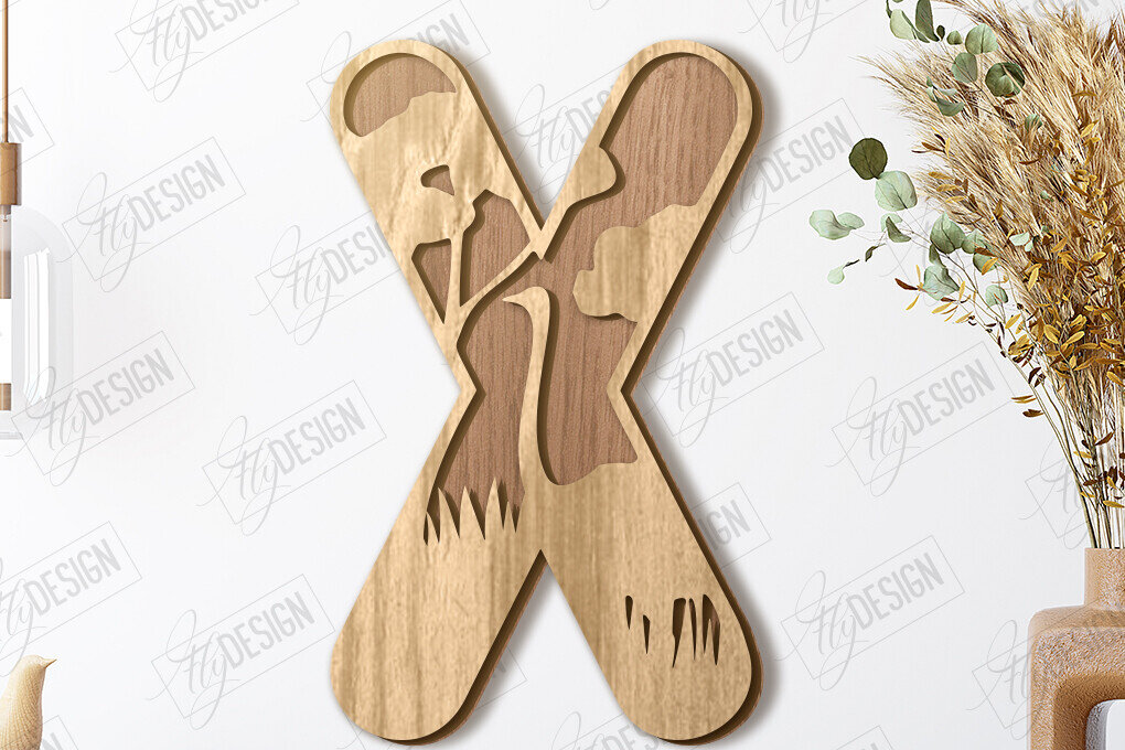 Intra απο ξύλο plywood 3mm-4mm πάχος Γράμματα ζώων | Αλφάβητο Δίασταση 15x15 cm INTRAFABR-121356543