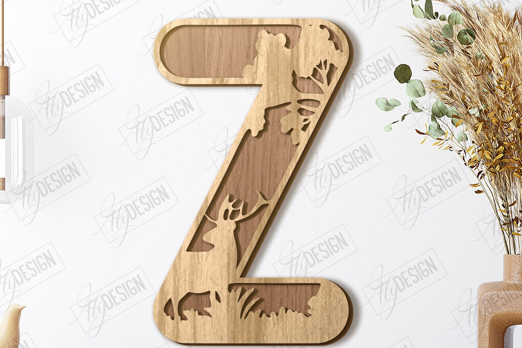 Intra απο ξύλο plywood 3mm-4mm πάχος Γράμματα ζώων | Αλφάβητο Δίασταση 15x15 cm INTRAFABR-121356551 - Image 1