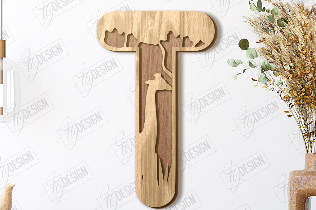 Intra απο ξύλο plywood 3mm-4mm πάχος Γράμματα ζώων | Αλφάβητο Δίασταση 15x15 cm INTRAFABR-121356519