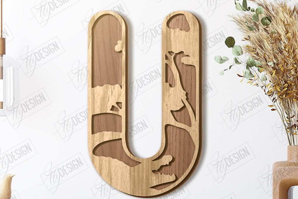 Intra απο ξύλο plywood 3mm-4mm πάχος Γράμματα ζώων | Αλφάβητο Δίασταση 15x15 cm INTRAFABR-121356536