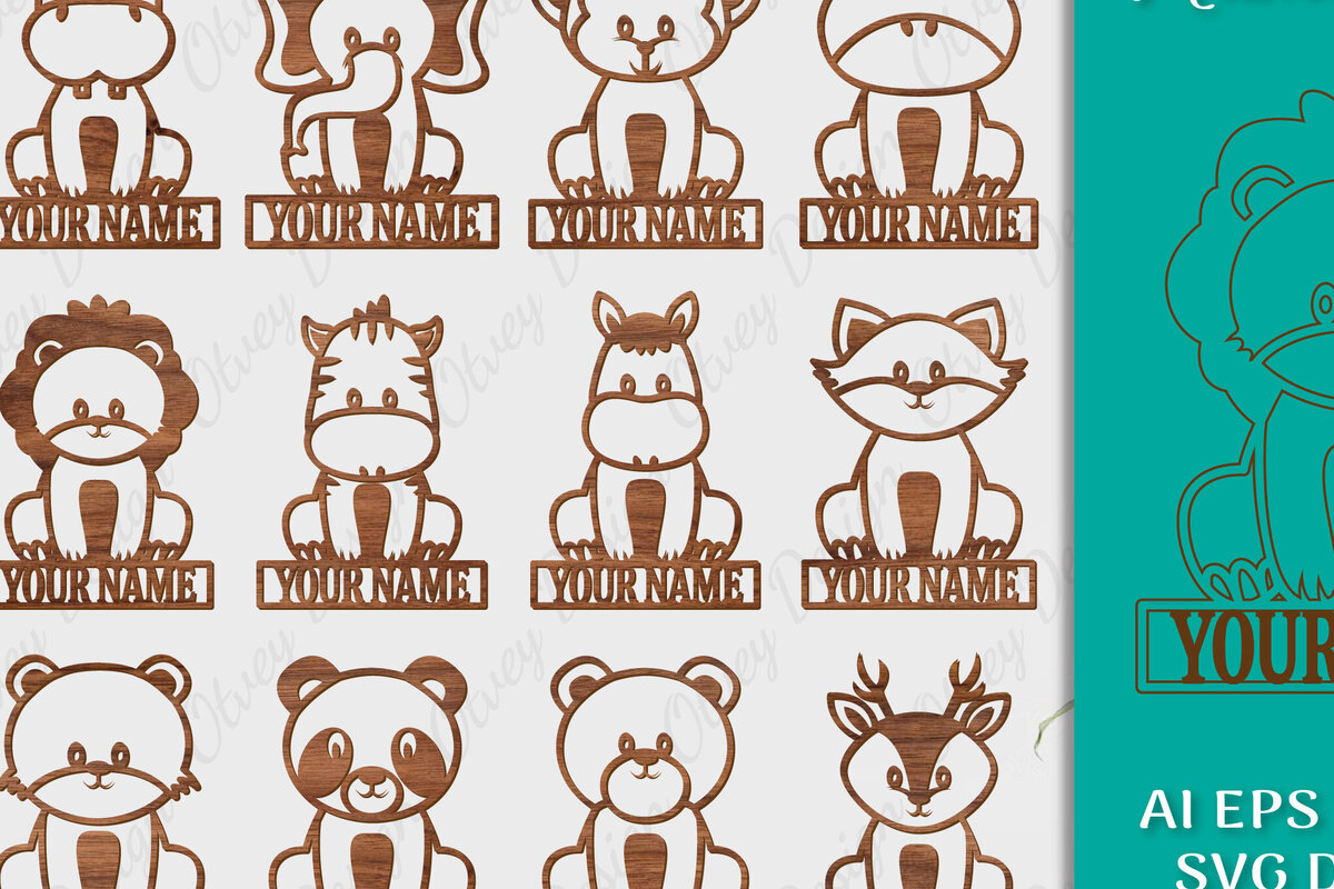 Intra απο ξύλο plywood 3mm-4mm πάχος Πρότυπο κοπής με λέιζερ σημάδι ονόματος ζώων Δίασταση 30x20 cm INTRAFABR-98079026